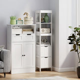 Badkamerkast - Kolomkast 2 lades en 3 planken 30x30x141 cm - Wit