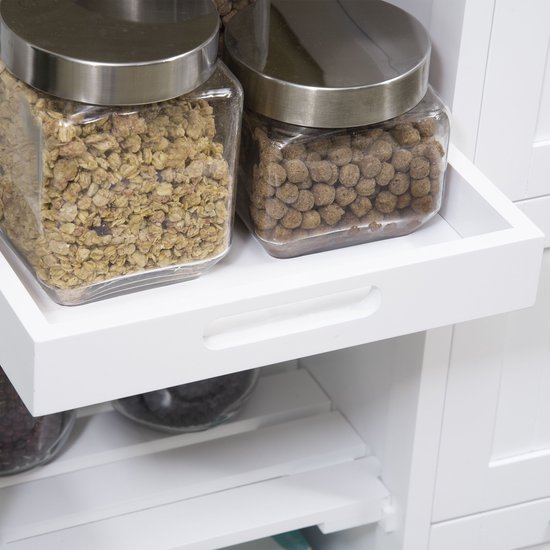 Keukentrolley Keukeneiland met 3 Laden en 3 open vakken - Wit
