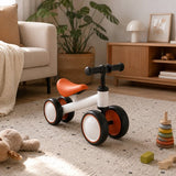 Jeemsie Loopfiets 1 Jaar – Baby Loopfiets 12 tot 36 Maanden – Vierwiel Loopfiets – Eerste Fiets voor Peuters – Binnen & Buiten – Oranje-Wit