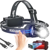 Pro Hoofdlamp met Bewegingssensor - USB Oplaadbaar - 3600 Lumen - 6 lichtstanden- IPX6 Waterdicht - Voor Camping, Werk & Noodpakket