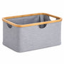 Wasmand 45 Liter – Opvouwbare Wasmand met Bamboe Rand – Wasmand Groot met Handgrepen – Stoffen Opbergmand voor Wasgoed, Speelgoed & Handdoeken – Grijs - Heupwasmand
