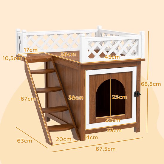4goodz Kattenhok met dakterras 67,5x63x68,5cm - Bruin