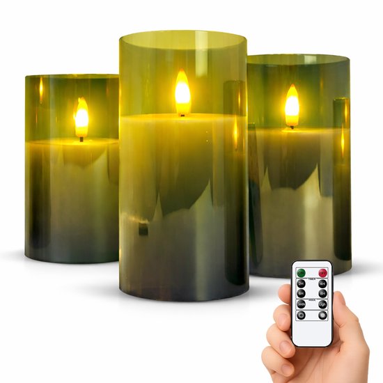 Pro Led Kaarsen met Bewegende Vlam en Afstandsbediening - Set van 3 - Timer en Dimfunctie - Kaarsen op batterijen