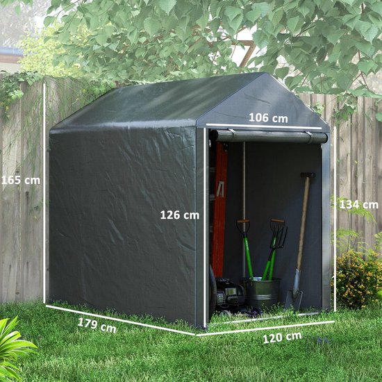 4goodz Opslagtent voor fietsten of gereedschap Weersbestendig 1,2x1,8x1,6 mtr