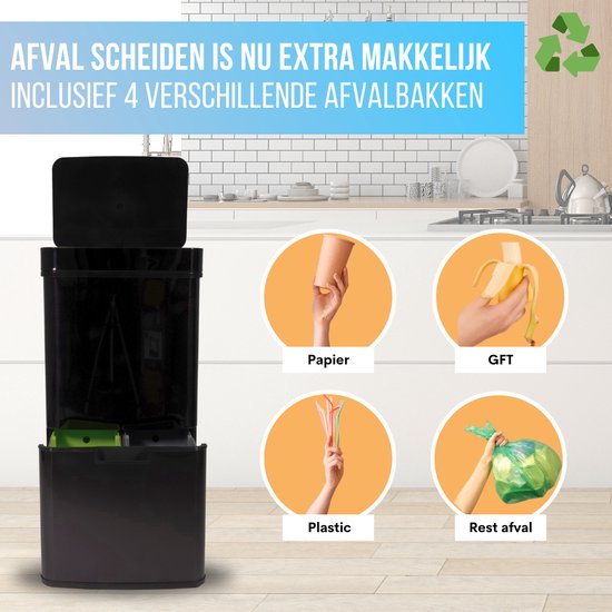 4cookz® Smart Waste Prullenbak Afvalscheiding met sensor 72