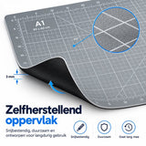 Snijmat A1 – 90 x 60 cm – Zelfherstellende Snijmat 3 mm Dik – Grote Cutting Mat met Raster, Maatverdeling & Snijhoeken – Voor Hobby, Naaien & Knutselen