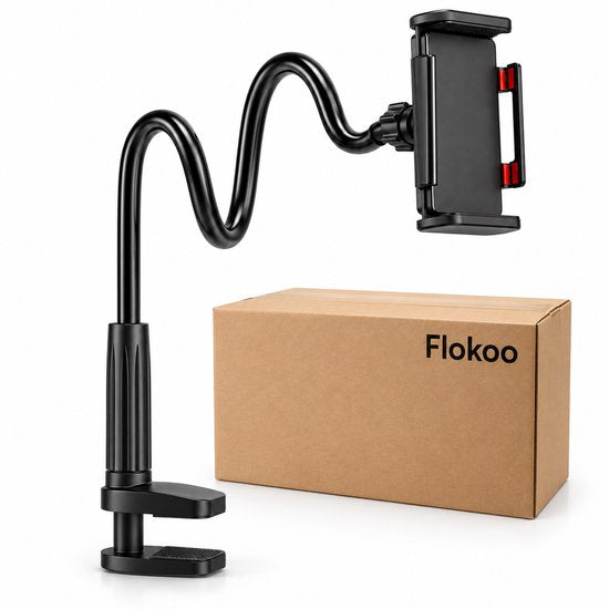 Telefoonhouder Bureau met Flexibele Arm – Telefoon- & Tablethouder met Tafelklem – 76 cm Verstelbare Arm – Voor Bed, Bureau & Tafel – Zwart
