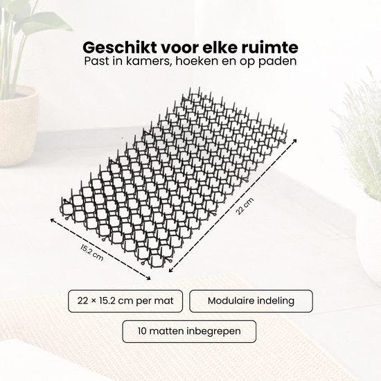 Kattenverjager Afweermatten Set - 12 Stuks inclusief Grondpinnen - 22 x 15,2 cm - Afweermiddel voor Katten - Antiklimstrips Katten - Kattenschrik - Kattenverjager