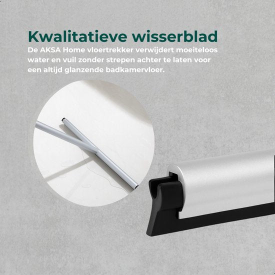 AKSA Home® Vloertrekker - Douchewisser - Trekker Douche - RVS Vloerwisser - met Steel - Zilver