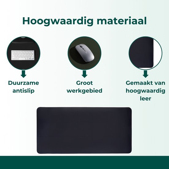AKSA Home® Muismat XXL - Bureaumat met Anti-Slip - Bureau Onderlegger voor Kantoor - 40 x 80 cm - Zwart