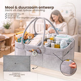 Luiertas Vilt - Grijs - Vilt - 32 x 22 x 19 cm - Luier Organizer - Draagbare Organiser met Handige Vakken - Verzorgingstas