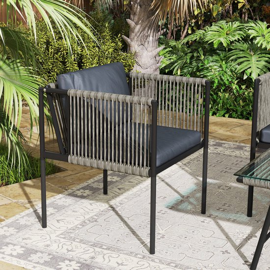 4goodz Tuinmeubelset 4-delig met salontafel, bank en 2 stoelen