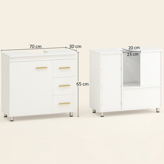 Badkamermeubel met 3-lades - wit
