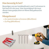 Marcellis - Industriële handdoekhaak - ophanghaak - haken - staal - incl. bevestigingsmateriaal