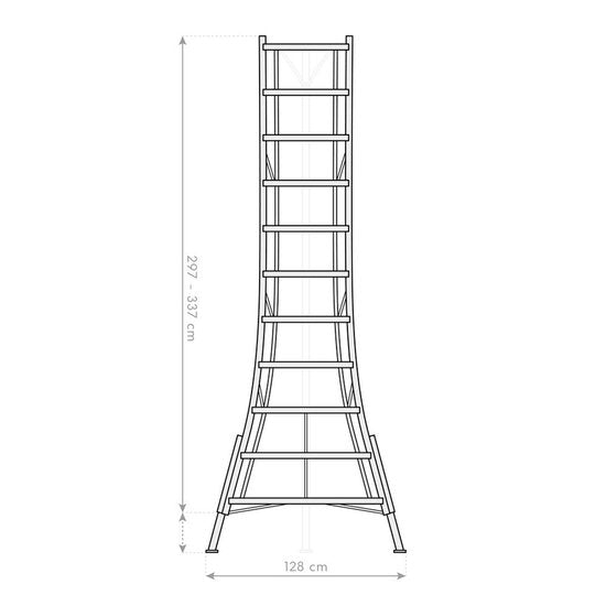 Niwaki Driepoot Tuinladder 300-360 cm Verstelbaar- Snoeiladder Plukladder