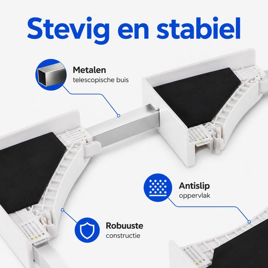 Tussenstuk Wasmachine Droger - Universeel - Stapelkit Wasmachine en Droger - Verstelbaar - Wit