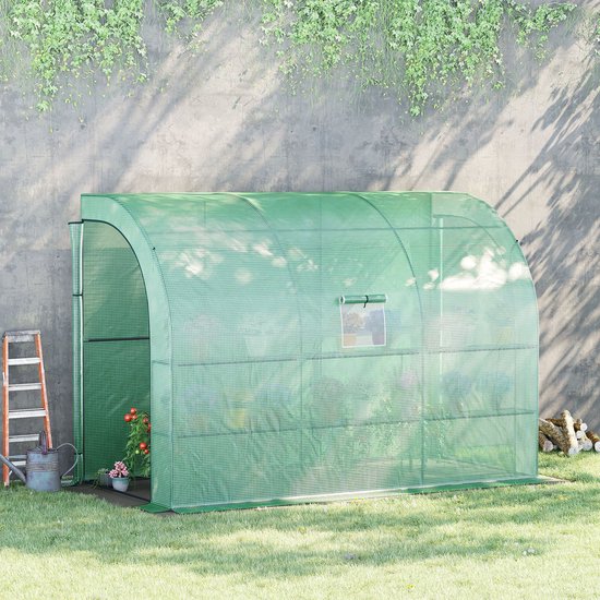 Kas, Tuinkas met Plastic Bedekking, UV-bestendig 300x150 cm - Groen