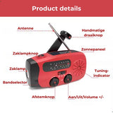 NOVIFY Noodradio - Oplaadbare Radio met Powerbank en Zaklamp - AM/FM - USB-C Kabel - Opladen via Zon, USB & Crank - Survival Radio voor Noodsituaties en Avontuur