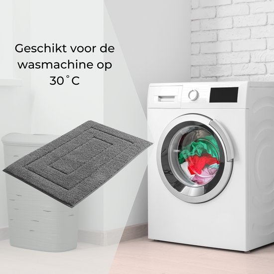 AKSA Home® Badmat 60x90 cm - Douchemat antislip - Badmat antislip - Badkamermat - Vloerkleed - Donkergrijs