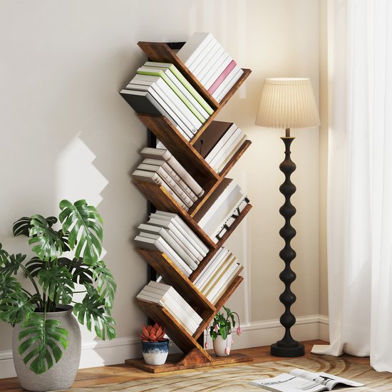 Homcom Design Boekenstandaard met 9 Niveaus - 158 cm hoog - Bruin