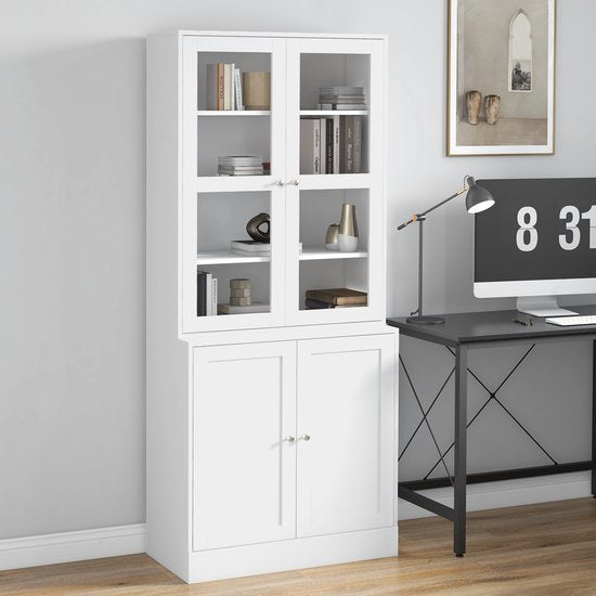 4goodz Boekenkast met open en dichte vakken 40x76x178 cm - Wit