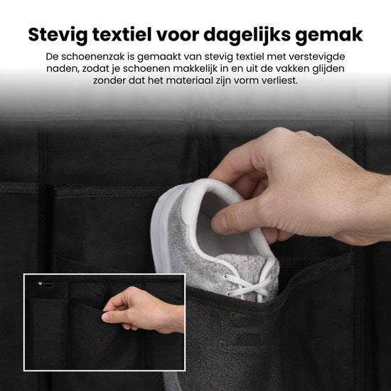 Schoenenzak voor aan de deur - 24 vakken – Schoenen organizer - Hangende schoenen organizer - Schoenen Opbergsysteem - Ruimtebesparend - Zwart