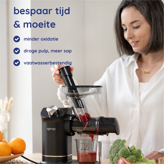 Safecourt Kitchen Slowjuicer - Juicer - Groenten en Fruitpers - BPA-vrij - 700ml - Zwart