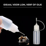 24ME® - Set van 6 Navulbare Lijmflesjes met Naaldpunt Incl. 6 Trechters - 5ML