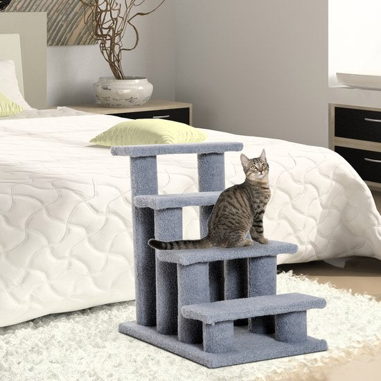 Huisdierentrap Katten- en Hondentrap 4 treden 63,5x43x60cm Grijs