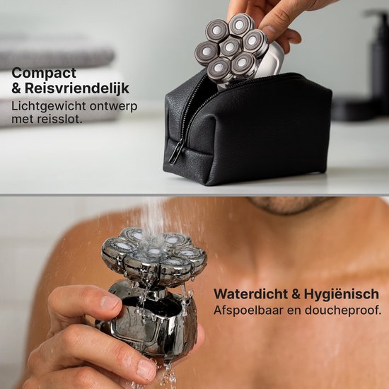 Carewat Glad Pro met extra scheerkop – 7-in-1 elektrisch scheerapparaat voor mannen – hoofd & baard scheren – nat & droog gebruik – waterdicht, draadloos en met LED display