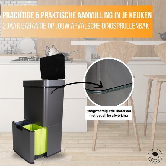 4cookz® Smart Waste Prullenbak Afvalscheiding met sensor 72
