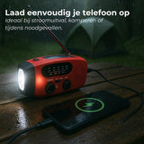 NOVIFY Noodradio - Oplaadbare Radio met Powerbank en Zaklamp - AM/FM - USB-C Kabel - Opladen via Zon, USB & Crank - Survival Radio voor Noodsituaties en Avontuur