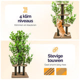 Kattenboom - Krabpaal voor Katten - 160 - Verwisselbare bladeren - Extra Stabiel
