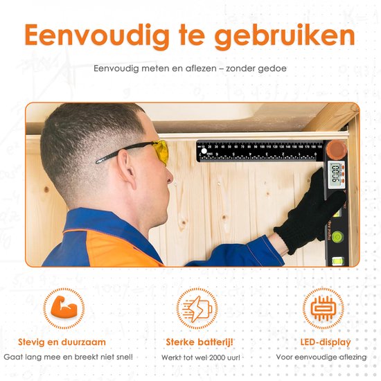 Vesfy Zwaaihaak Digitaal met Waterpas - 320mm - 360 Graden - Hoekmeter - Blokhaak - Winkelhaak