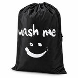 Waszak Groot – 92 x 61 cm – Opvouwbare Wasmand met Trekkoord – Grote Wasgoedzak voor Kleding, Handdoeken & Beddengoed – Lichtgewicht – Zwart