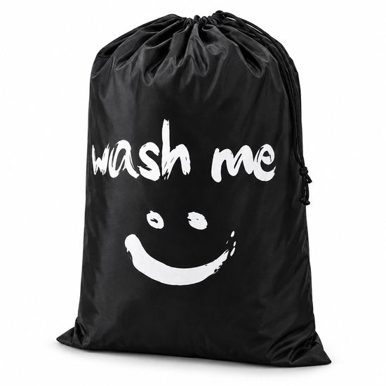 Waszak Groot – 92 x 61 cm – Opvouwbare Wasmand met Trekkoord – Grote Wasgoedzak voor Kleding, Handdoeken & Beddengoed – Lichtgewicht – Zwart