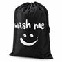 Waszak Groot – 92 x 61 cm – Opvouwbare Wasmand met Trekkoord – Grote Wasgoedzak voor Kleding, Handdoeken & Beddengoed – Lichtgewicht – Zwart