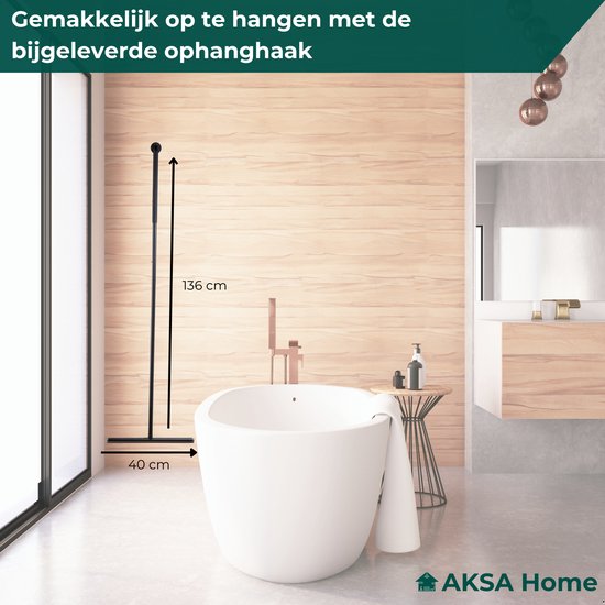 AKSA Home® Vloertrekker - Douchewisser - Trekker Douche - RVS Vloerwisser - met Steel - Zwart
