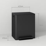 Pedaalemmer met 2x25L compartimenten - Soft-Close deksel - Zwart