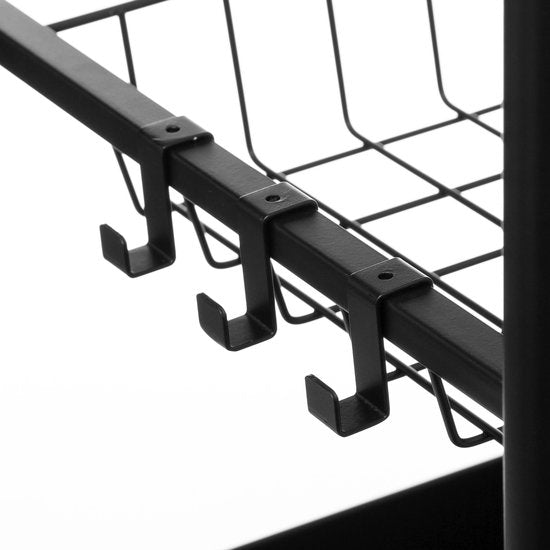 Serveerwagen met 3 opbergvakken en plateau 40x60x79 cm - Zwart