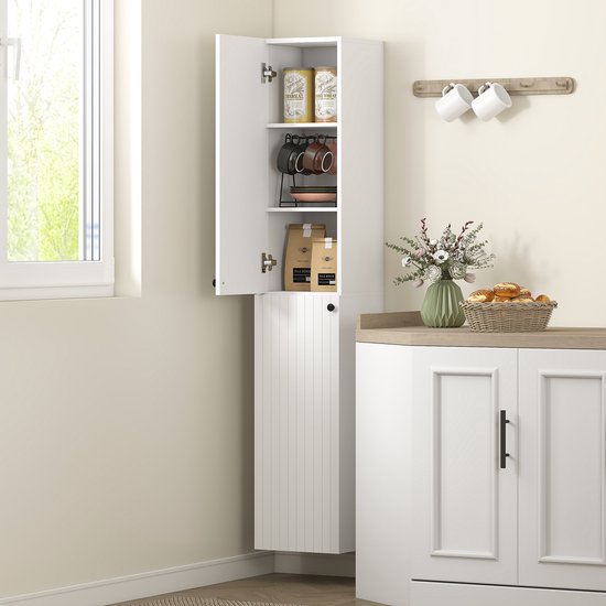 Badkamerkast Wandgemonteerd - gelakt - 6 planken - MDF - Wit