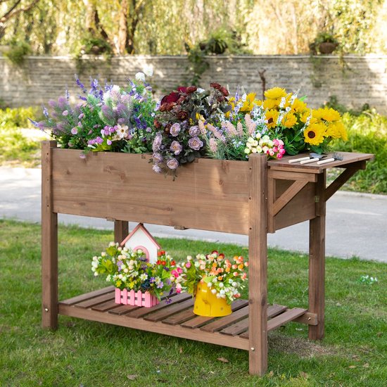 4goodz verhoogde plantenbak 54x123x74 cm met 8 vaks-verdeler