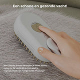 Luxe Kattenborstel - Hondenborstel - Kattenkam met Massagefunctie - met Stoom - Kortharig - Langharig - Wit