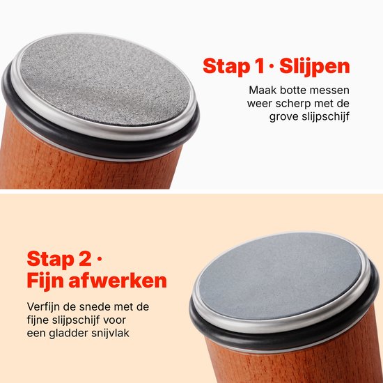 Messenslijper – Rollende Messenslijper met Magnetische Meshouder – 15° & 20° Slijphoek – Dubbelzijdige Slijproller – Voor Keukenmessen – Houten Uitvoering