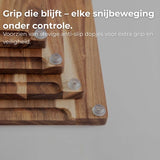 AKSA Home® 4-Delige Snijplankenset met Houder - Houten Snijplank met Sapgeul voor Keuken - Serveerplank - Kaasplank - Borrelplank - Acaciahout