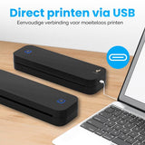 NovaWare® Thermische Printer A4 - Sticker Printer - Pocket Printer - Mini Printer voor Mobiel - Laptop - tablet - Verzendlabel - Barcode - Tattoo - Portable Printer - Shipping Label - Zwart