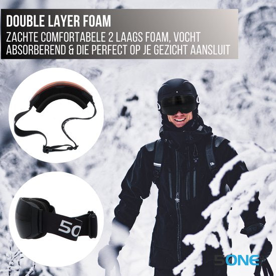 5one® Alpine 9 - Skibril met 2 Verwisselbare Lenzen - en Oranje