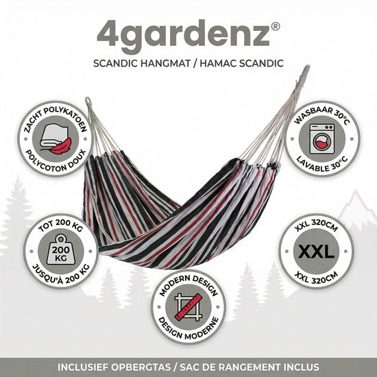 4gardenz canvas Hangmat 200x150cm -Totale 320cm