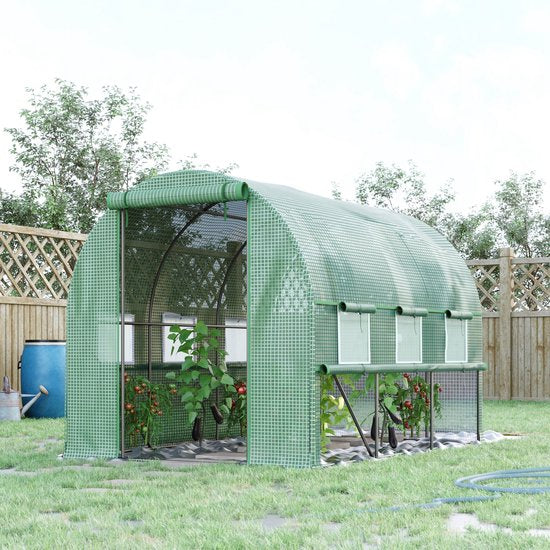 4goodz Foliekas 3x2x2 m tunnel inloopkas kweektent 6 ramen - Groen
