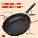 Koekenpannenset 3-delig – PFAS-vrij – 20 cm, 24 cm & 28 cm – Antiaanbak Koekenpannen – Geschikt voor Inductie, Gas, Elektrisch en Keramisch – Zwart